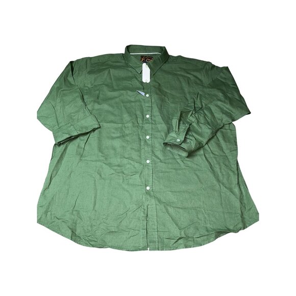 Johnny Bigg Mens AU-4XL Green Linen Blend Button-Up‎ Shirt Long sleeve NWT - Picture 2 of 9